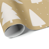 Kerstboom silhouetten wit & goud cadeaupapier (Rol Hoek)