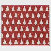 Kerstboom silhouetten wit & rood cadeaupapier (Vlak)