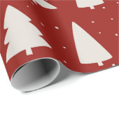 Kerstboom silhouetten wit & rood cadeaupapier (Rol Hoek)