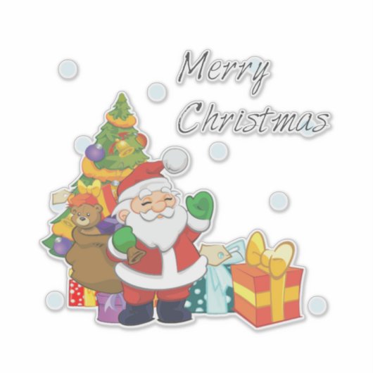 Kerstboom Sinterklaas met Vrolijk Kerstfeest Sticker (Voorkant)