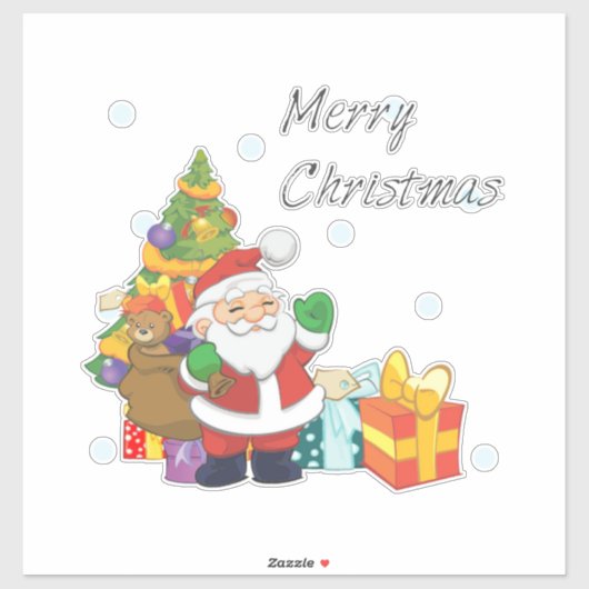 Kerstboom Sinterklaas met Vrolijk Kerstfeest Sticker (Vel)