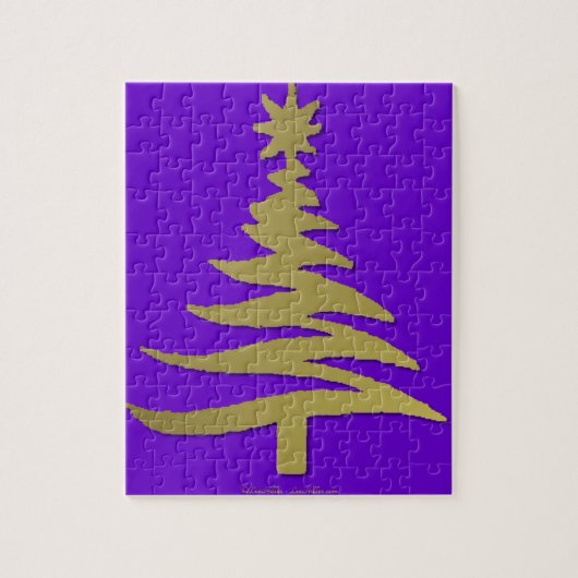 Kerstboom Sjabloon Goud Legpuzzel (Verticaal)