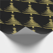 Kerstboom Sjabloon Goud op Zwart Cadeaupapier (Hoek)