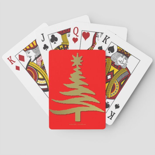 Kerstboom Sjabloon Goud Speelkaarten (Achterkant)