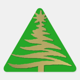 Kerstboom Sjabloon Goud Sticker