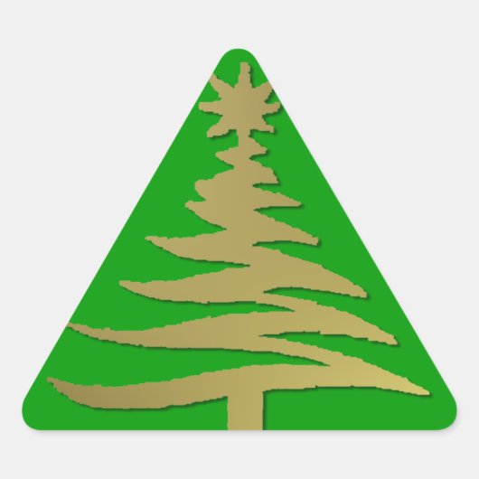 Kerstboom Sjabloon Goud Sticker (Voorkant)