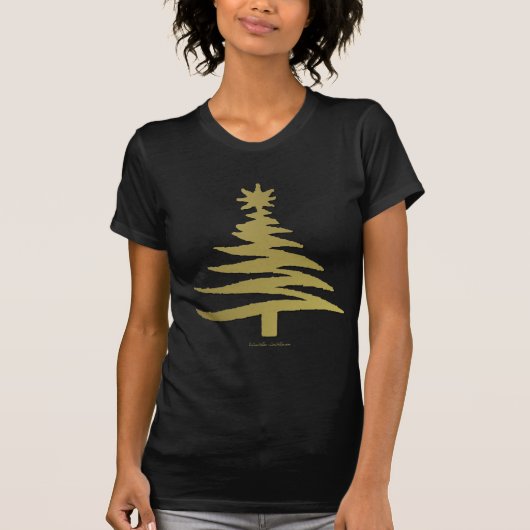 Kerstboom Sjabloon Goud T-shirt (Voorkant)