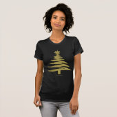 Kerstboom Sjabloon Goud T-shirt (Voorkant volledig)
