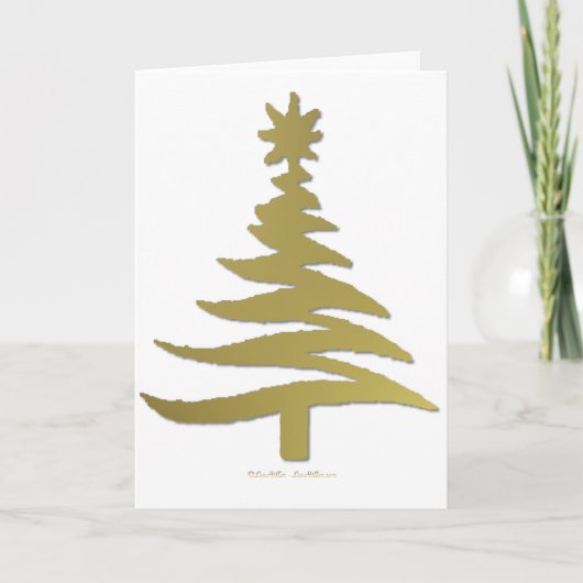 Kerstboom Sjabloon Gouden Kerstkaart (Voorkant)