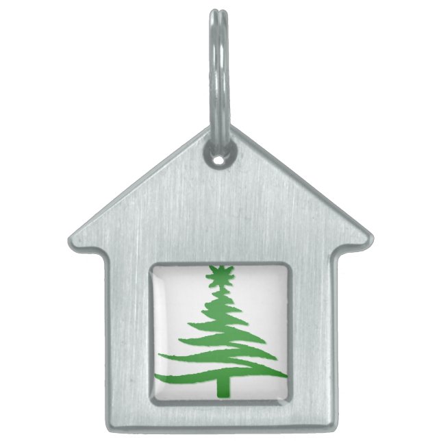 Kerstboom Sjabloon Groen Huisdieren Naamplaatje (Voorkant)