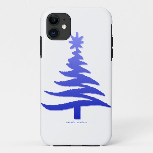 Kerstboom Sjabloon Kobaltblauw Case-Mate iPhone Case (Achterkant)