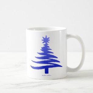 Kerstboom Sjabloon Kobaltblauw Koffiemok
