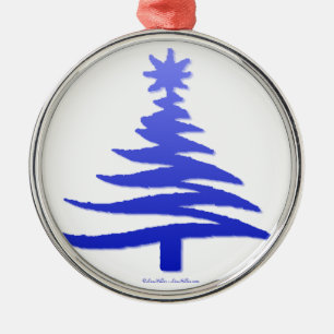 Kerstboom Sjabloon Kobaltblauw Metalen Ornament
