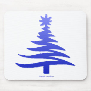 Kerstboom Sjabloon Kobaltblauw Muismat