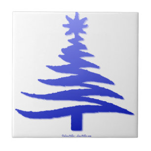 Kerstboom Sjabloon Kobaltblauw Tegeltje
