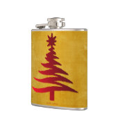 Kerstboom Sjabloon Rood op Goud Heupfles (Links)
