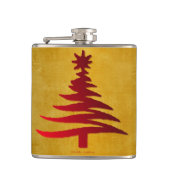 Kerstboom Sjabloon Rood op Goud Heupfles (Voorkant)