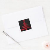 Kerstboom Sjabloon Rood op Zwart Vierkante Sticker (Envelop)