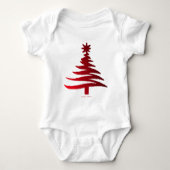 Kerstboom Sjabloon Rood Romper (Voorkant)