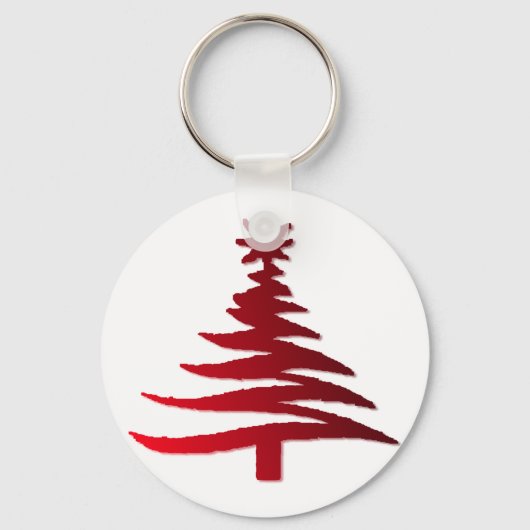 Kerstboom Sjabloon Rood Sleutelhanger (Voorkant)
