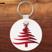 Kerstboom Sjabloon Rood Sleutelhanger (Voorkant)