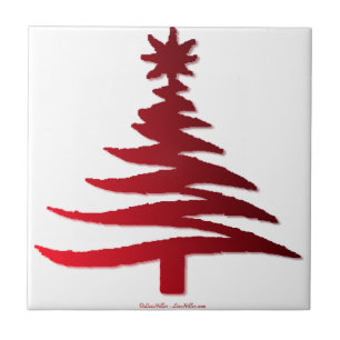 Kerstboom Sjabloon Rood Tegeltje