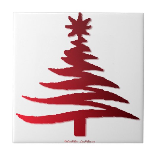 Kerstboom Sjabloon Rood Tegeltje (Voorkant)
