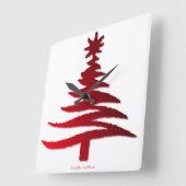 Kerstboom Sjabloon Rood Vierkante Klok (Hoek)