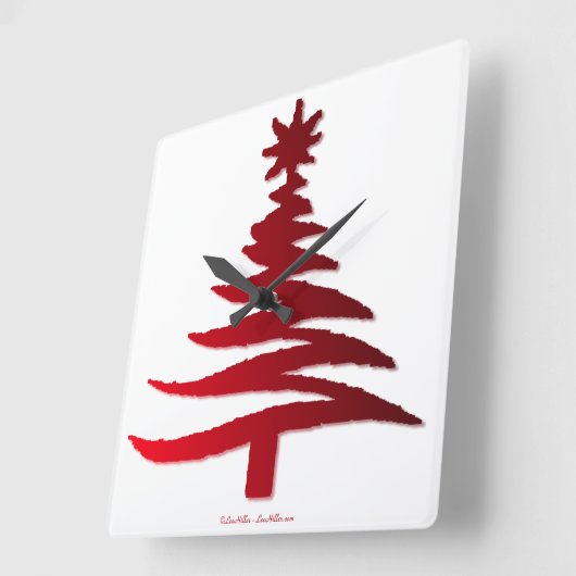 Kerstboom Sjabloon Rood Vierkante Klok (Hoek)