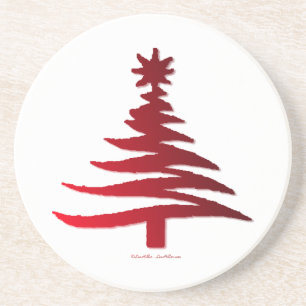Kerstboom Sjabloon Rood Zandsteen Onderzetter