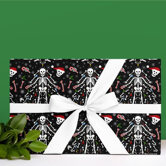 Kerstboom Skelet Patroon Cadeaupapier