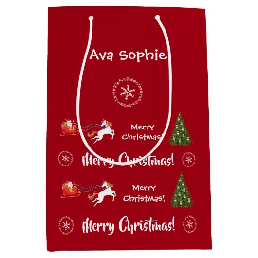 Kerstboom Slapigh Unicorn, speciaal gepersonalisee Medium Cadeauzakje (Voorkant)
