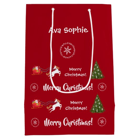 Kerstboom Slapigh Unicorn, speciaal gepersonalisee Medium Cadeauzakje (Achterkant)