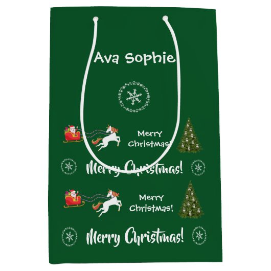 Kerstboom Slapigh Unicorn, speciaal gepersonalisee Medium Cadeauzakje (Voorkant)