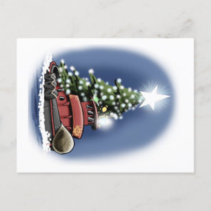 Kerstboom sleepboot ansichtkaart feestdagenkaart