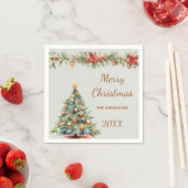 Kerstboom slinger rode bloemen groene Kerstfeest d Servet (Insitu)