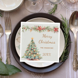 Kerstboom slinger rood groen Kerstfeest lunch Servet