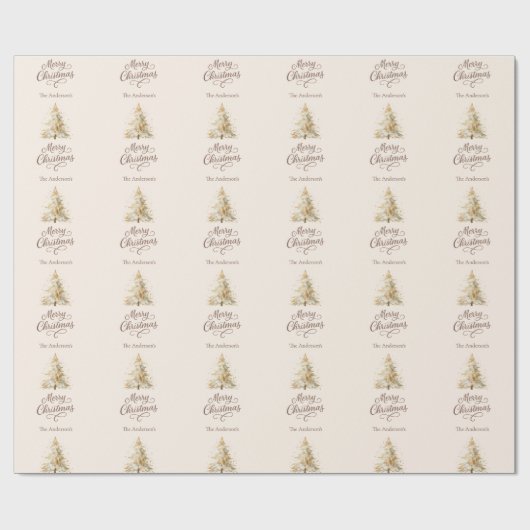 Kerstboom sneeuw crème mokka Kerstmis Cadeaupapier (Vlak)