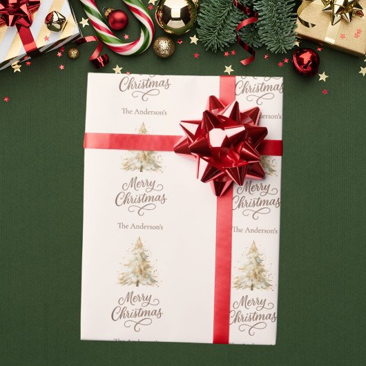Kerstboom sneeuw crème mokka Kerstmis Cadeaupapier