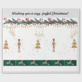 Kerstboom, sneeuw, herten inpakpapier (Vlak)