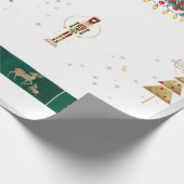 Kerstboom, sneeuw, herten inpakpapier (Hoek)