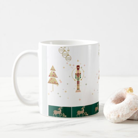 Kerstboom, sneeuw, herten inpakpapier koffiemok (Met donut)