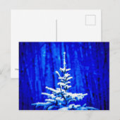 Kerstboom, sneeuw, magische nacht briefkaart (Voorkant / Achterkant)