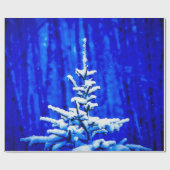 Kerstboom, sneeuw, magische nacht cadeaupapier (Vlak)