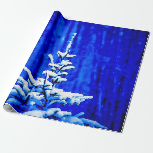 Kerstboom, sneeuw, magische nacht cadeaupapier