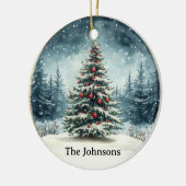 Kerstboom Sneeuw Natuur Ornament (Links)