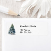 Kerstboom sneeuw retouradres etiket (Insitu)