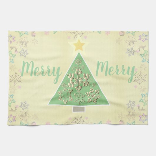 Kerstboom & Sneeuw Theedoek (Horizontaal)