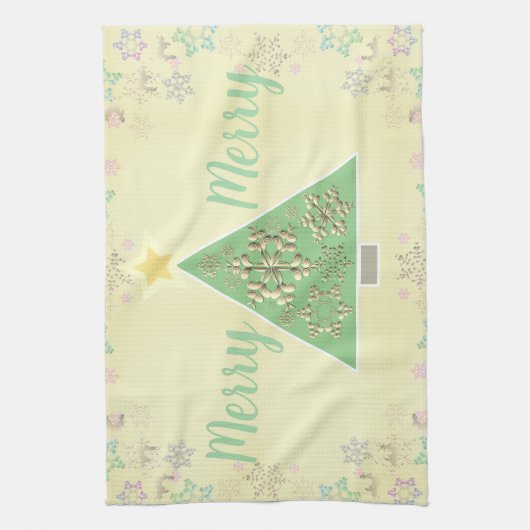 Kerstboom & Sneeuw Theedoek (Verticaal)