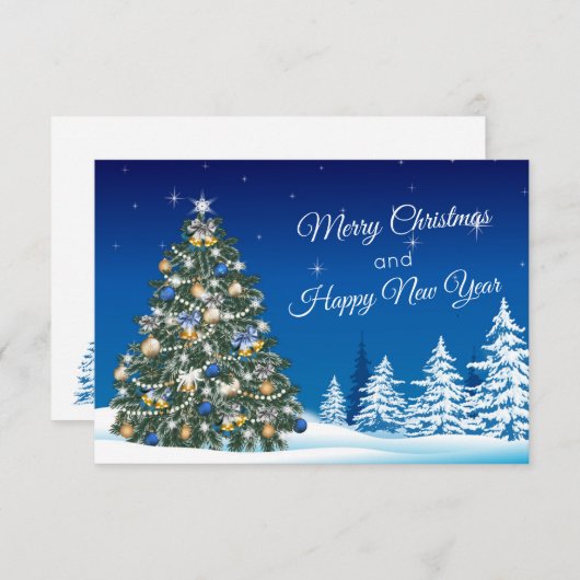 Kerstboom Sneeuw Vrolijk Kerstfeest Informatiekaartje (Voorkant / Achterkant)